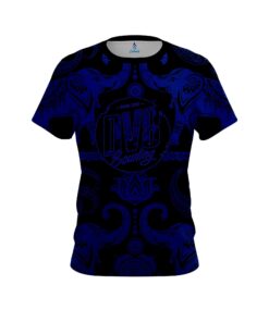 DV8 Tribal Elephants Blue and Black CoolWick Bowling Jersey