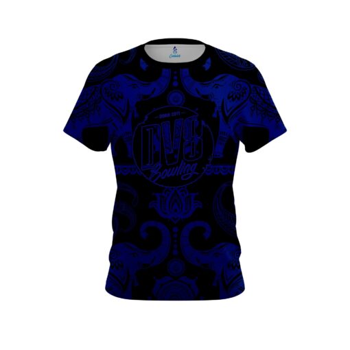 DV8 Tribal Elephants Blue and Black CoolWick Bowling Jersey