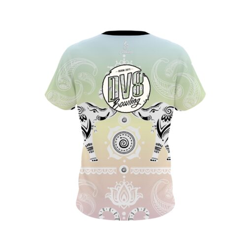 DV8 Tribal Elephants Pastel Rainbow CoolWick Bowling Jersey - Image 2