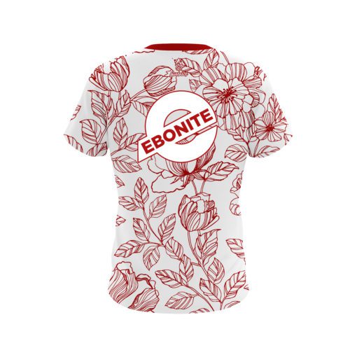 Ebonite Red Flower Tattoo CoolWick Bowling Jersey - Image 2