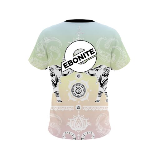Ebonite Tribal Elephants Pastel Rainbow CoolWick Bowling Jersey - Image 2