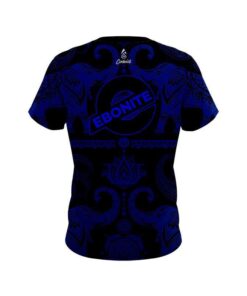 Alternative view of Ebonite Tribal Elephants Blue and Black CoolWick Bowling Jersey