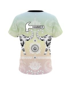 Alternative view of Hammer Tribal Elephants Pastel Rainbow CoolWick Bowling Jersey
