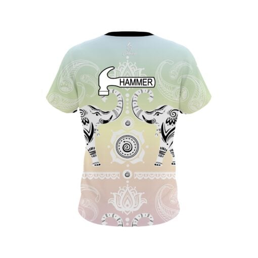 Hammer Tribal Elephants Pastel Rainbow CoolWick Bowling Jersey - Image 2