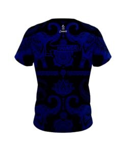Alternative view of Hammer Tribal Elephants Blue and Black CoolWick Bowling Jersey