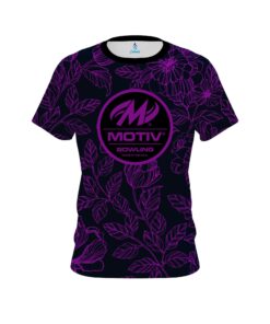 Motiv Navy and Violet Flower Tattoo CoolWick Bowling Jersey