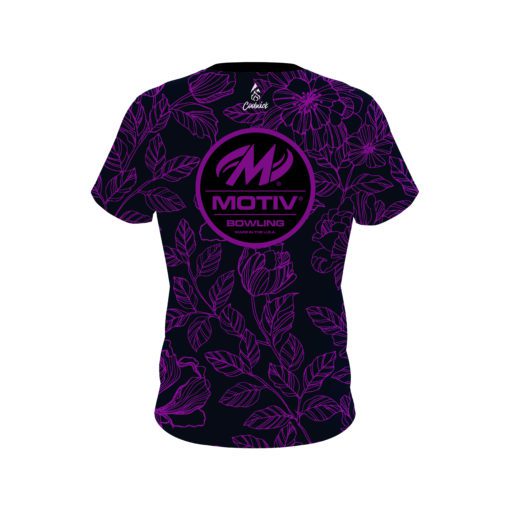 Motiv Navy and Violet Flower Tattoo CoolWick Bowling Jersey - Image 2