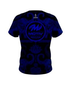 Alternative view of Motiv Tribal Elephants Blue and Black CoolWick Bowling Jersey