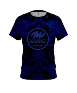 Motiv Tribal Elephants Blue and Black CoolWick Bowling Jersey