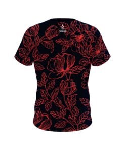 Alternative view of Plain Navy Red Flower Tattoo CoolWick Bowling Jersey