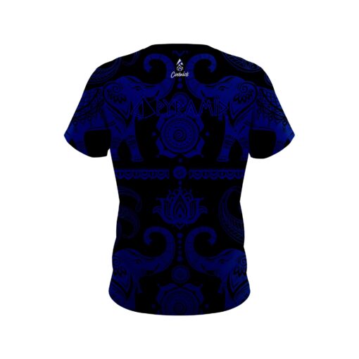 Pyramid Tribal Elephants Blue and Black CoolWick Bowling Jersey - Image 2