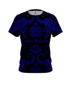 Pyramid Tribal Elephants Blue and Black CoolWick Bowling Jersey