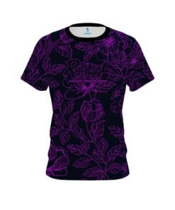 Radical Navy and Violet Flower Tattoo CoolWick Bowling Jersey