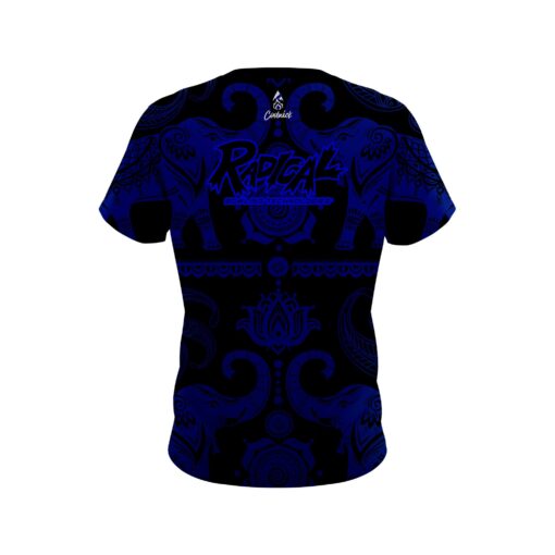 Radical Tribal Elephants Blue and Black CoolWick Bowling Jersey - Image 2