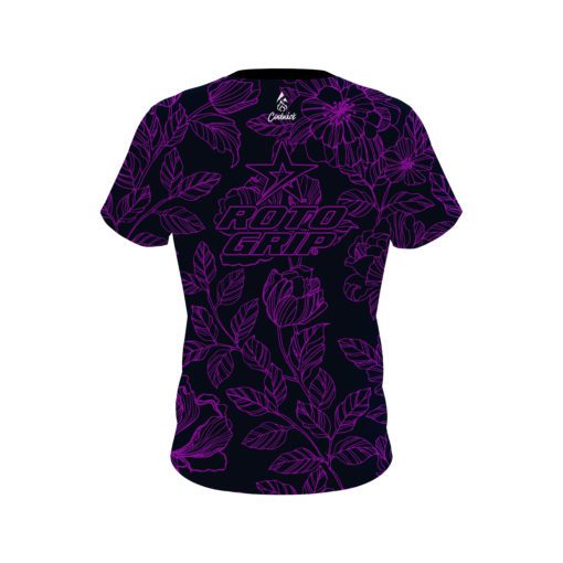 Roto Grip Navy and Violet Flower Tattoo CoolWick Bowling Jersey - Image 2