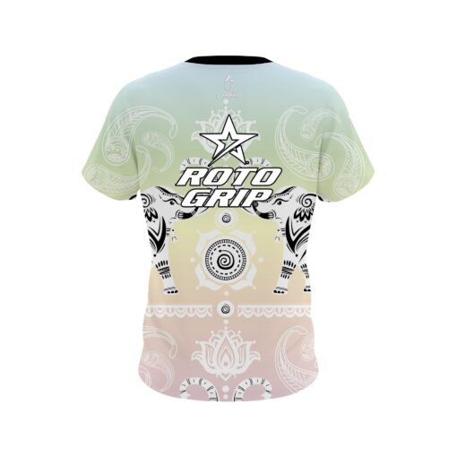 Roto Grip Tribal Elephants Pastel Rainbow CoolWick Bowling Jersey - Image 2