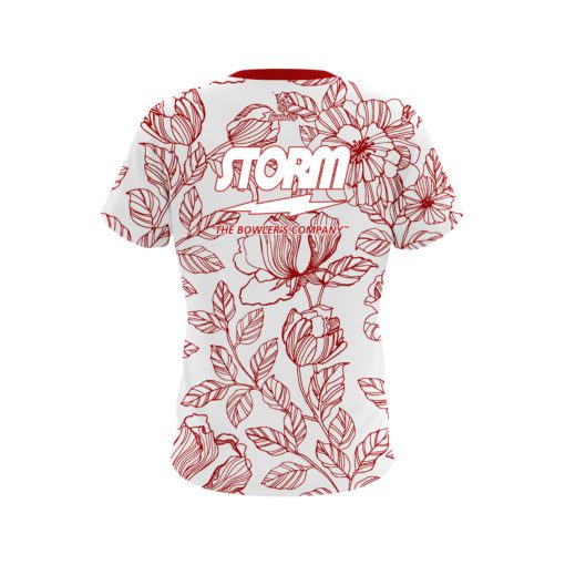 Storm Red Flower Tattoo CoolWick Bowling Jersey - Image 2