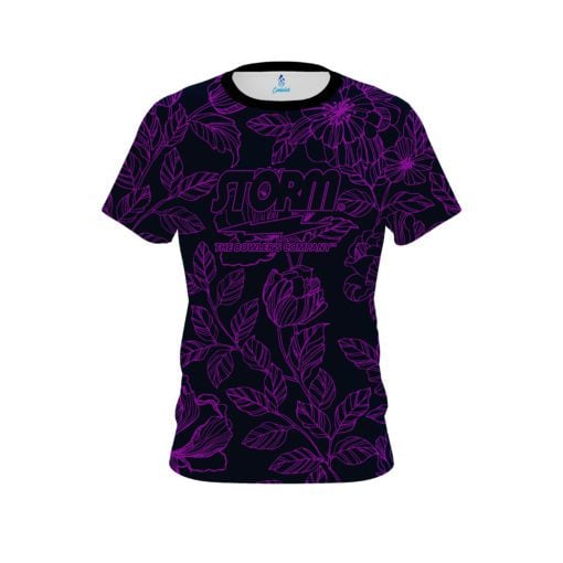 Storm Navy and Violet Flower Tattoo CoolWick Bowling Jersey