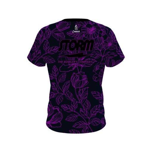 Storm Navy and Violet Flower Tattoo CoolWick Bowling Jersey - Image 2