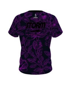 Alternative view of Storm Navy and Violet Flower Tattoo CoolWick Bowling Jersey