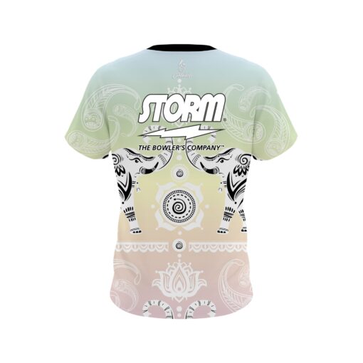 Storm Tribal Elephants Pastel Rainbow CoolWick Bowling Jersey - Image 2