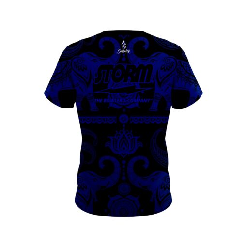 Storm Tribal Elephants Blue and Black CoolWick Bowling Jersey - Image 2