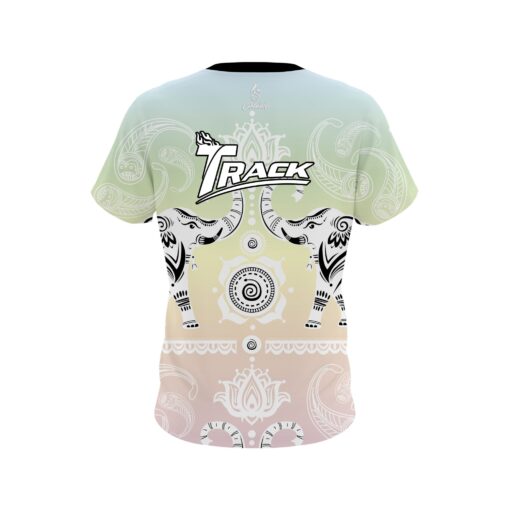 Track Tribal Elephants Pastel Rainbow CoolWick Bowling Jersey - Image 2
