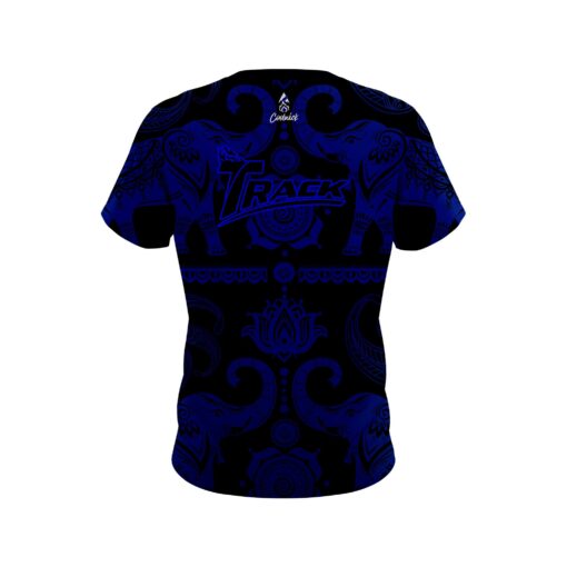 Track Tribal Elephants Blue and Black CoolWick Bowling Jersey - Image 2