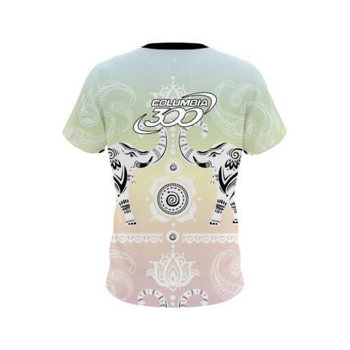 Columbia 300 Tribal Elephants Pastel Rainbow CoolWick Bowling Jersey - Image 2