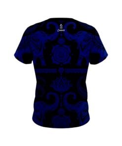 Alternative view of Plain Tribal Elephants Blue and Black CoolWick Bowling Jersey