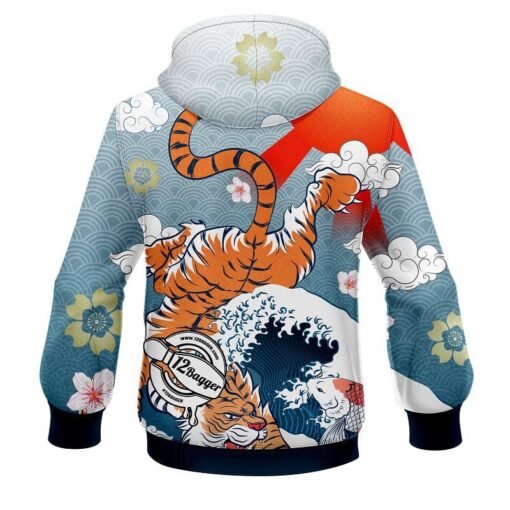 12Bagger Bowling Tiger Waves CoolWick Dye-Sub Hoodie - Image 2