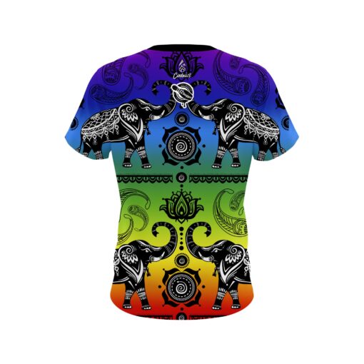 12Bagger Bowling Tribal Elephants Rainbow Coolwick Jersey - Image 2