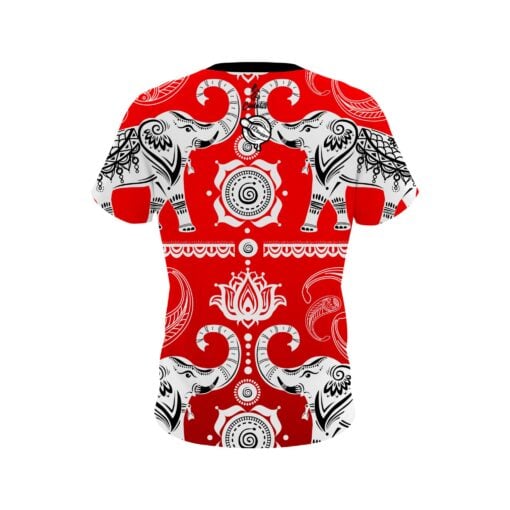 12Bagger Bowling Tribal Elephants Red Coolwick Jersey - Image 2