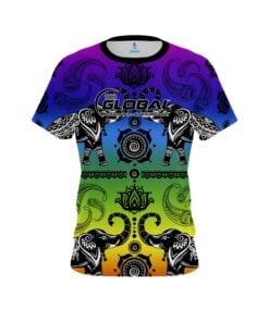 900 Global Tribal Elephants Rainbow CoolWick Bowling Jersey