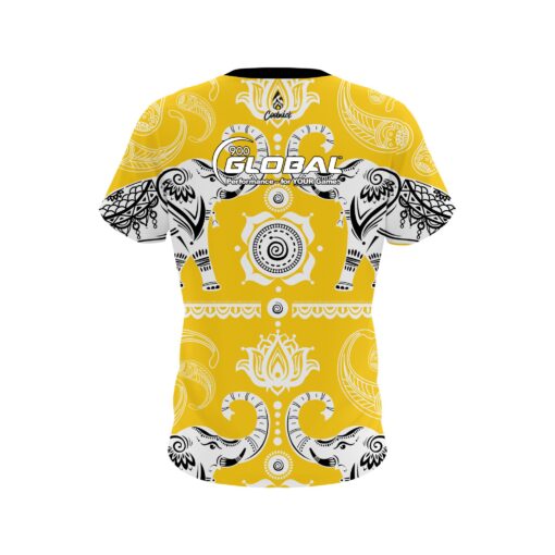 900 Global Tribal Elephants Yellow CoolWick Bowling Jersey - Image 2