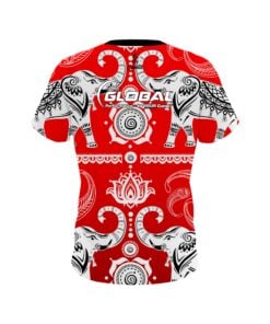 Alternative view of 900 Global Tribal Elephants Red CoolWick Bowling Jersey