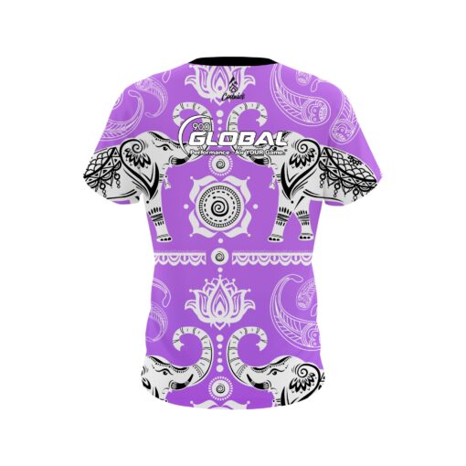900 Global Tribal Elephants Purple CoolWick Bowling Jersey - Image 2