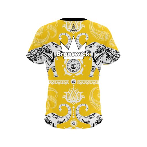 Brunswick Tribal Elephants Yellow CoolWick Bowling Jersey - Image 2