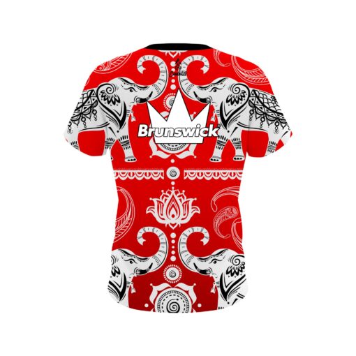 Brunswick Tribal Elephants Red CoolWick Bowling Jersey - Image 2