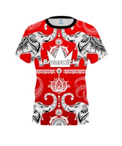 Brunswick Tribal Elephants Red CoolWick Bowling Jersey