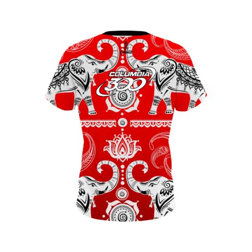 Columbia 300 Tribal Elephants Red CoolWick Bowling Jersey - Image 2