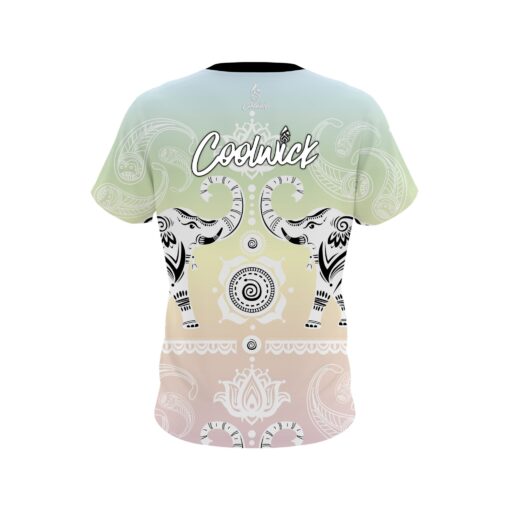 Signature Coolwick Tribal Elephants Pastel Rainbow Bowling Jersey - Image 2