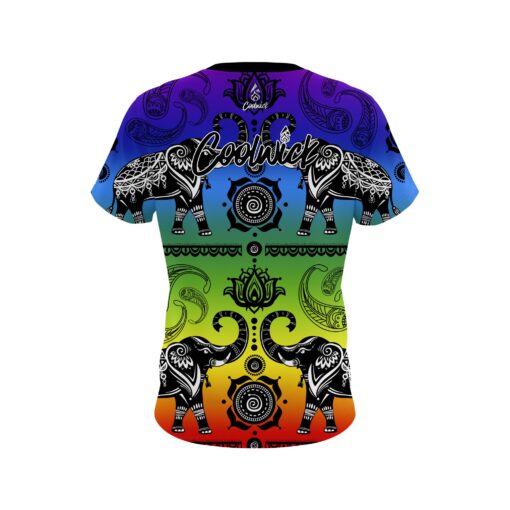 Signature Coolwick Tribal Elephants Rainbow Bowling Jersey - Image 2