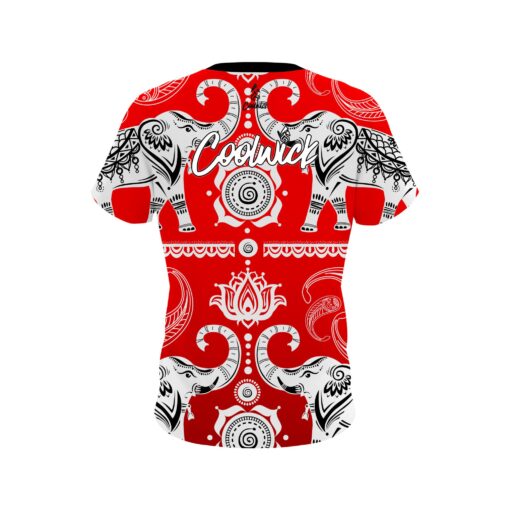 Signature Coolwick Tribal Elephants Red Bowling Jersey - Image 2