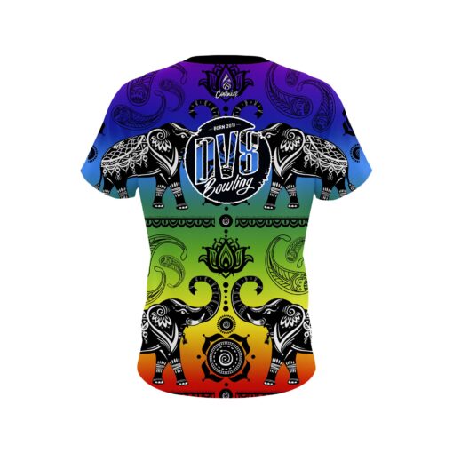 DV8 Tribal Elephants Rainbow CoolWick Bowling Jersey - Image 2