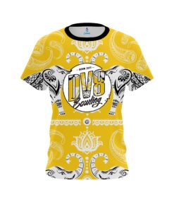 DV8 Tribal Elephants Yellow CoolWick Bowling Jersey