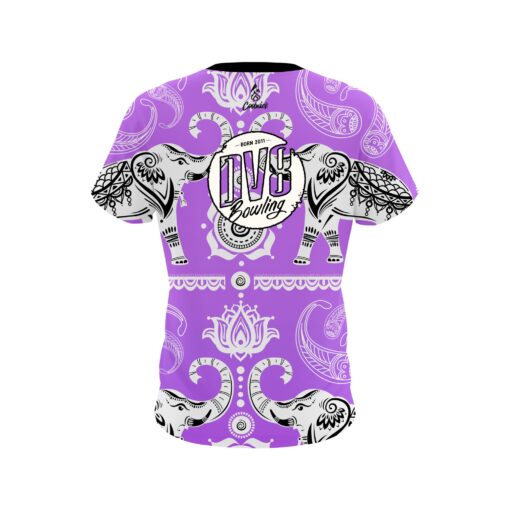 DV8 Tribal Elephants Purple CoolWick Bowling Jersey - Image 2