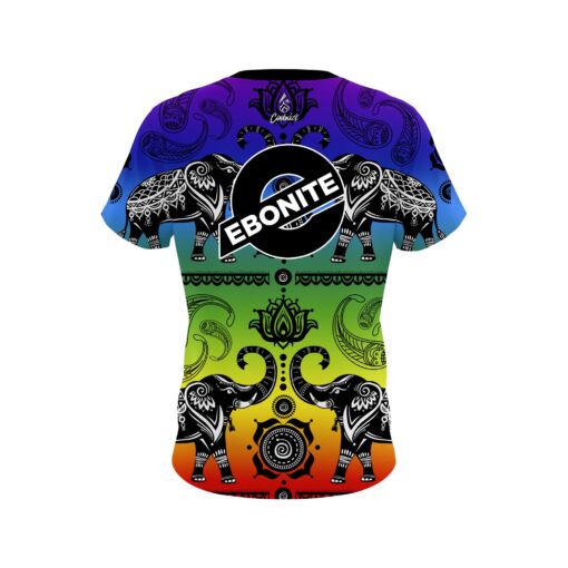 Ebonite Tribal Elephants Rainbow CoolWick Bowling Jersey - Image 2