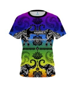 Hammer Tribal Elephants Rainbow CoolWick Bowling Jersey