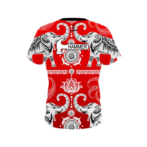 Hammer Tribal Elephants Red CoolWick Bowling Jersey - Image 2